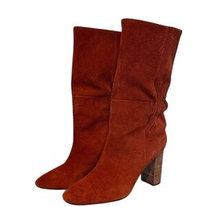 Charles By Charles David Rust Mid Calf Suede Heeled Boots Size 8M